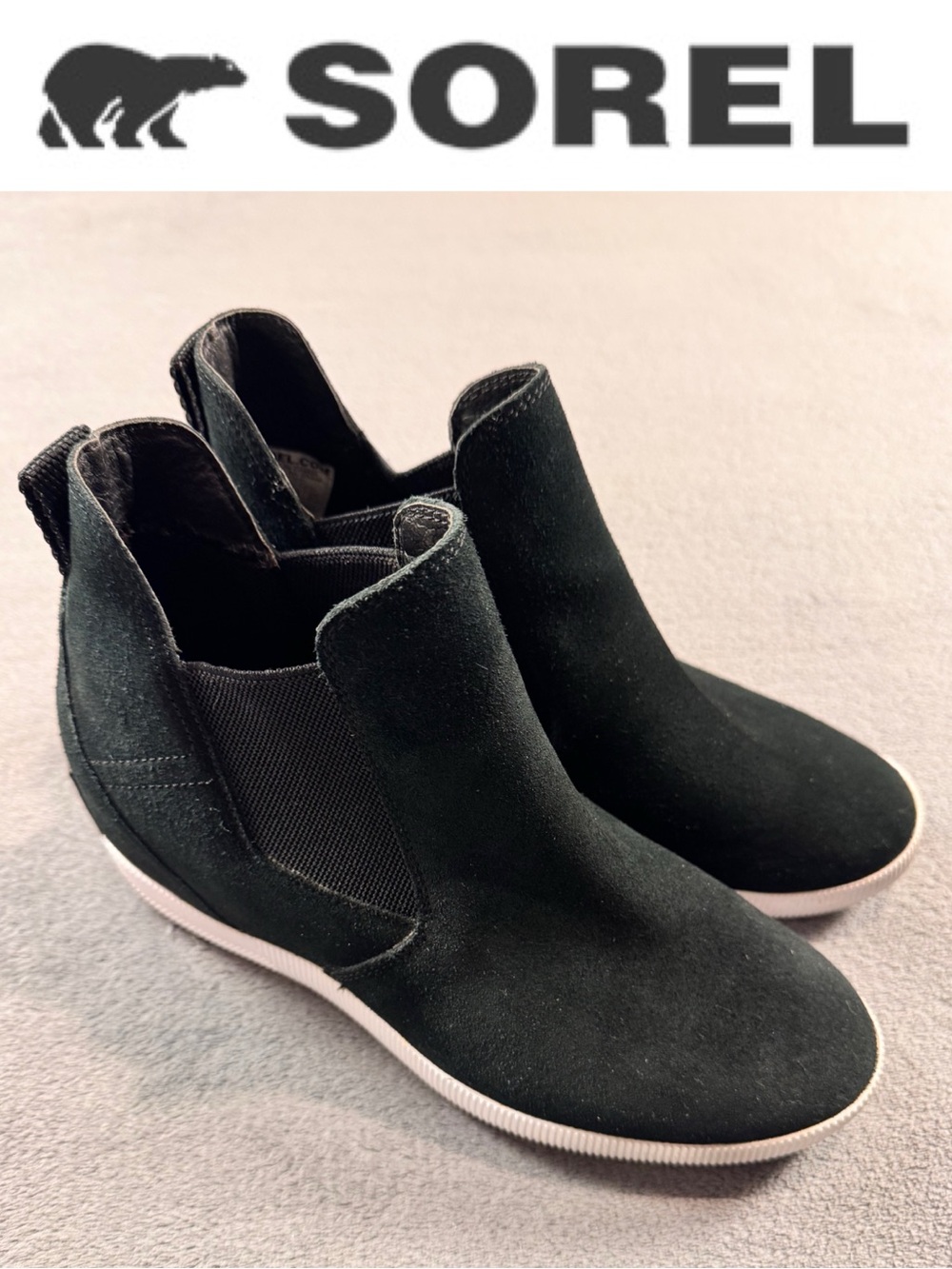 Sorel Out N About Suede Slip On Wedges